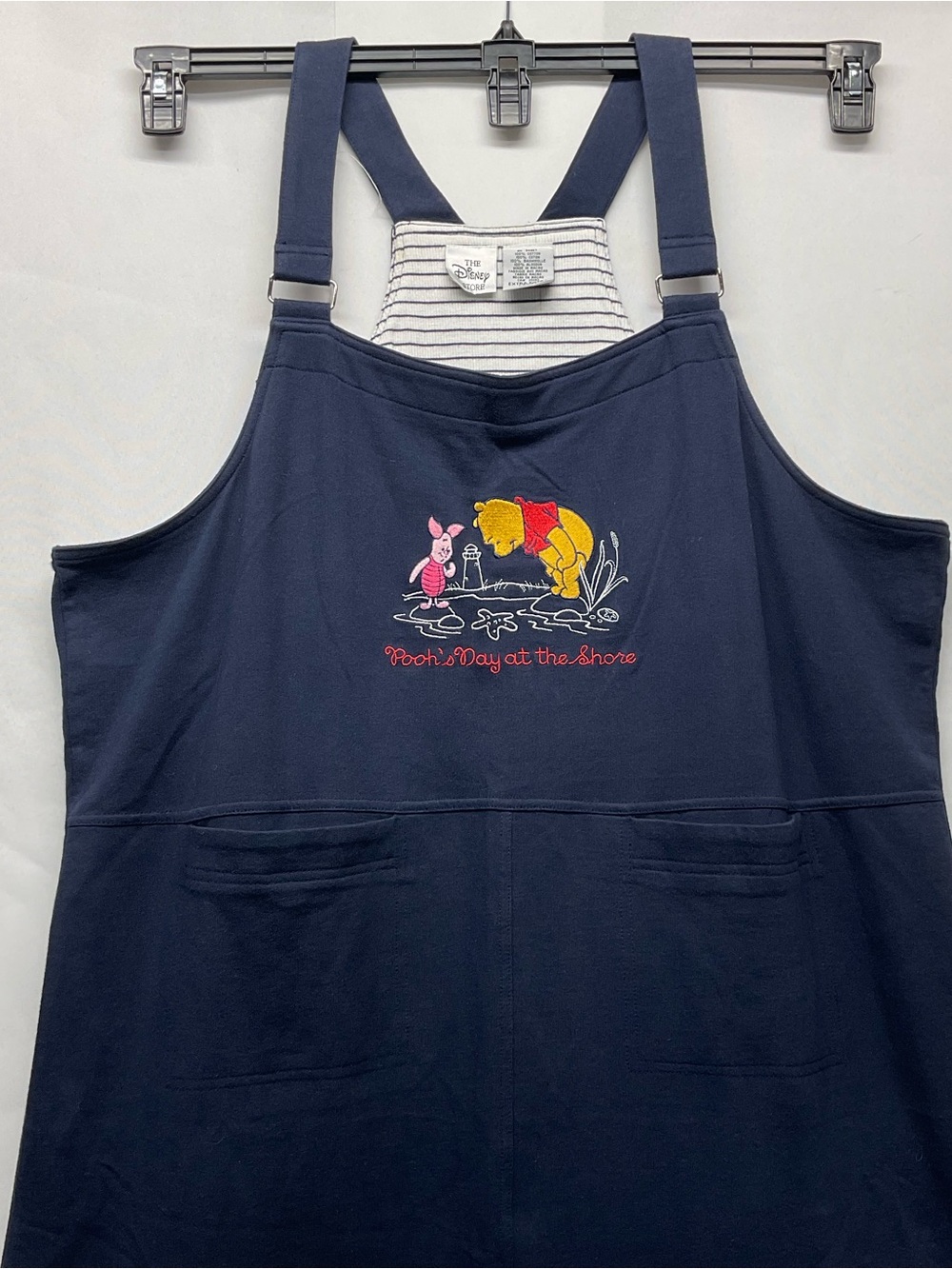 VTG Disney Winnie the Pooh “Day at the shore”Overall Midi Dress Size XL 90s Y2K - Picture 3 of 8